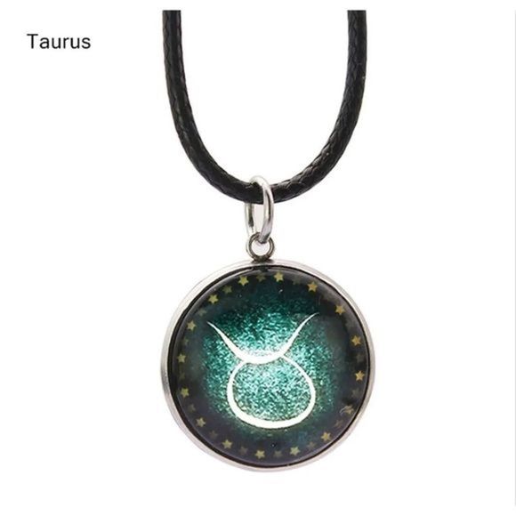 TAURUS GLOW IN THE DARK ZODIAC STAR SIGN HOROSCOPE NECKLACE - Picture 1 of 15